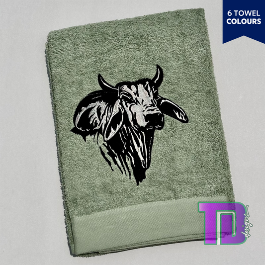 Brahman Bull cattle cow Embroidered Bath Sheet Towel