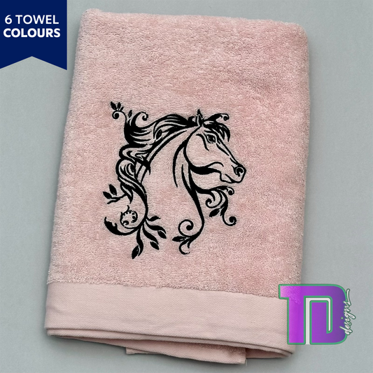 Horse Head Embroidered Bath Sheet Towel