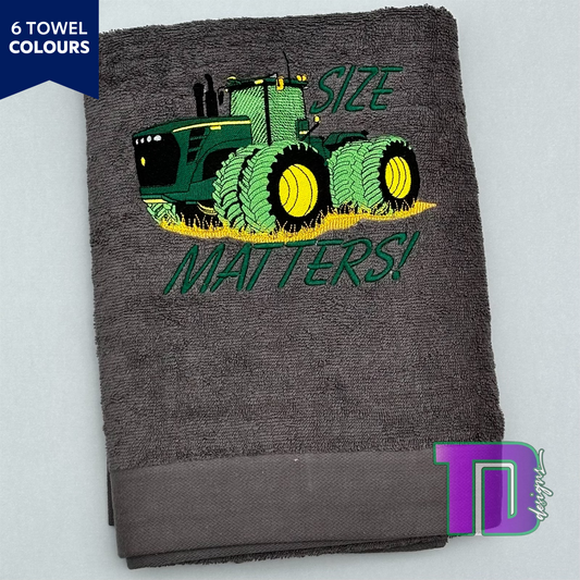 Size matters tractor Embroidered Bath Sheet Towel