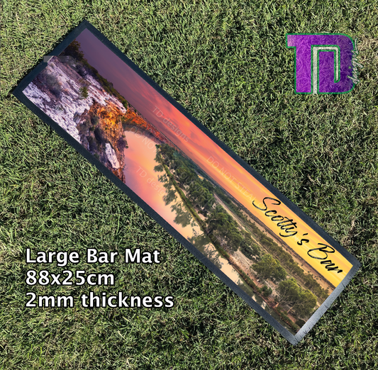 River sunset sunrise personalised bar mat runner