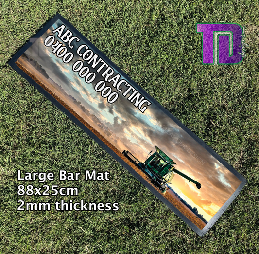 Harvester cropping farming personalised bar mat runner