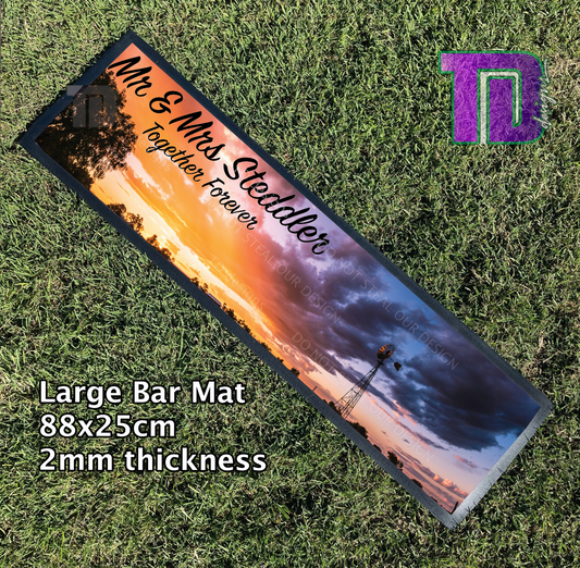 Australian sunset windmill personalised bar mat runner