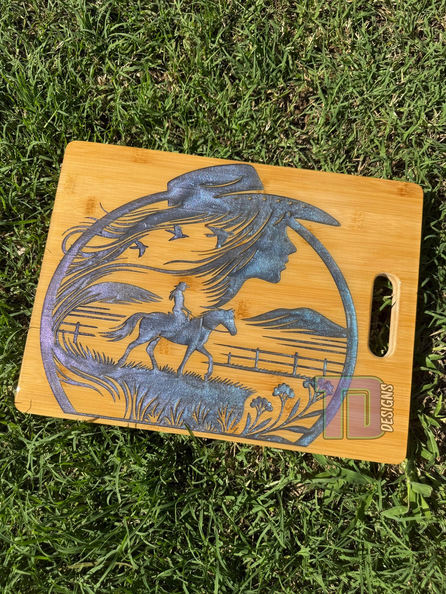 cowgirl horse epoxy serving charcuterie chopping board