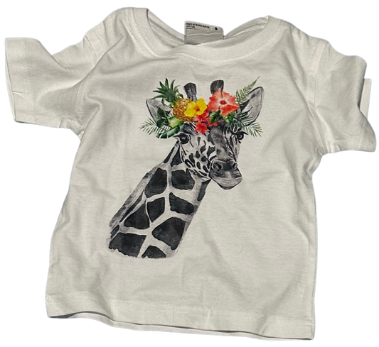 kids 0 tshirt giraffe floral crown 98