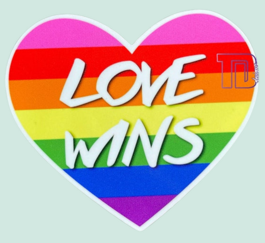 Love wins pride heart rainbow decal sticker