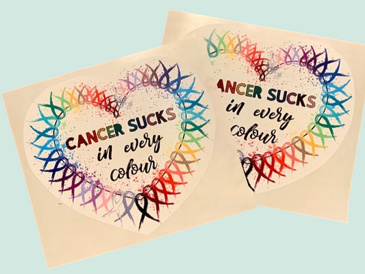 Cancer sucks in every colour ribbon decal sticker