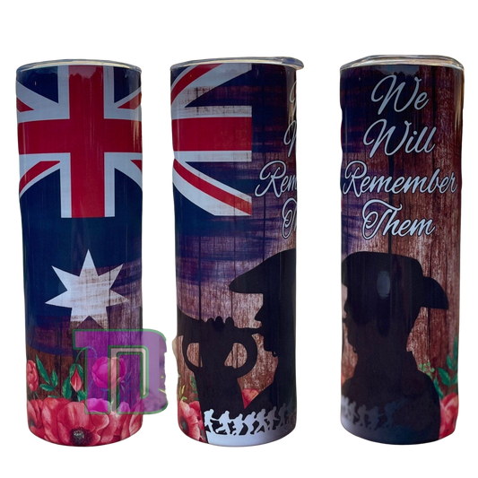 We will remember them Australian flag soldier ANZAC Tumbler