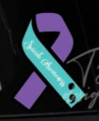 Suicide awareness semicolon ribbon decal sticker