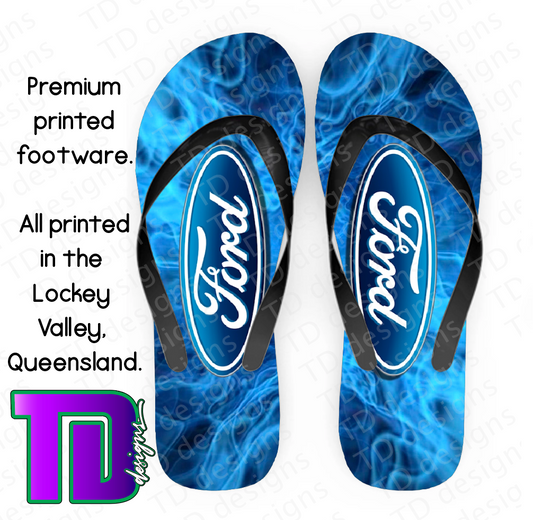 Blue texture ford thongs flip-flops pluggers