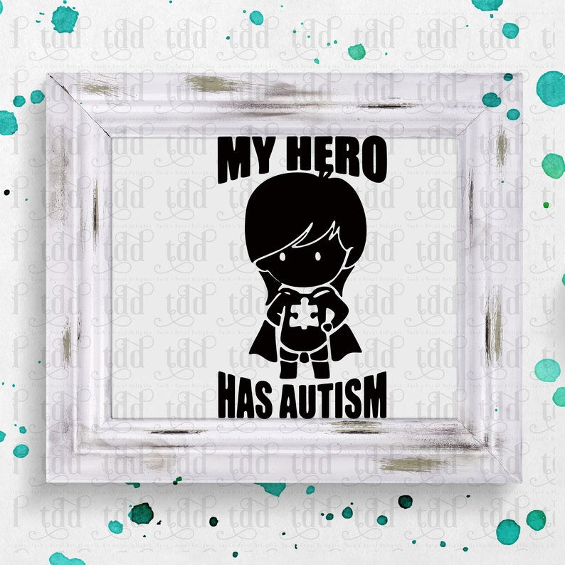 My Hero Has Autism Awareness Puzzle decal sticker