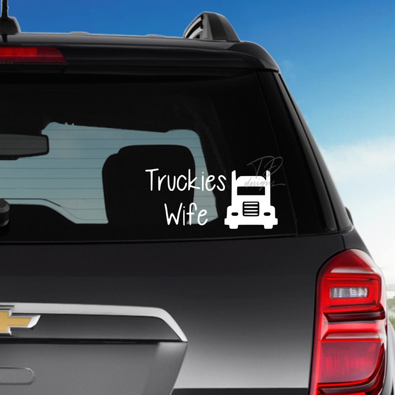 truckies wife truckers truck sticker skull car image 1