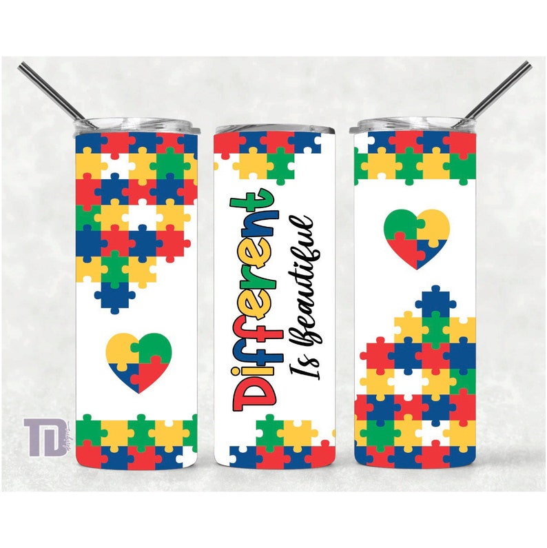 Autism Different is Beautiful Mug Tumbler Skinny Mug 20oz – TD designs