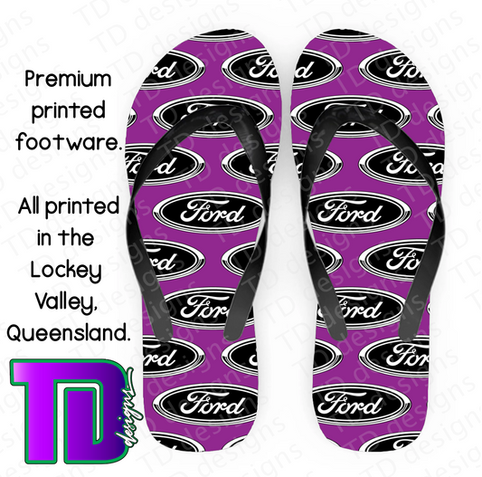 Purple ford thongs flip-flops pluggers