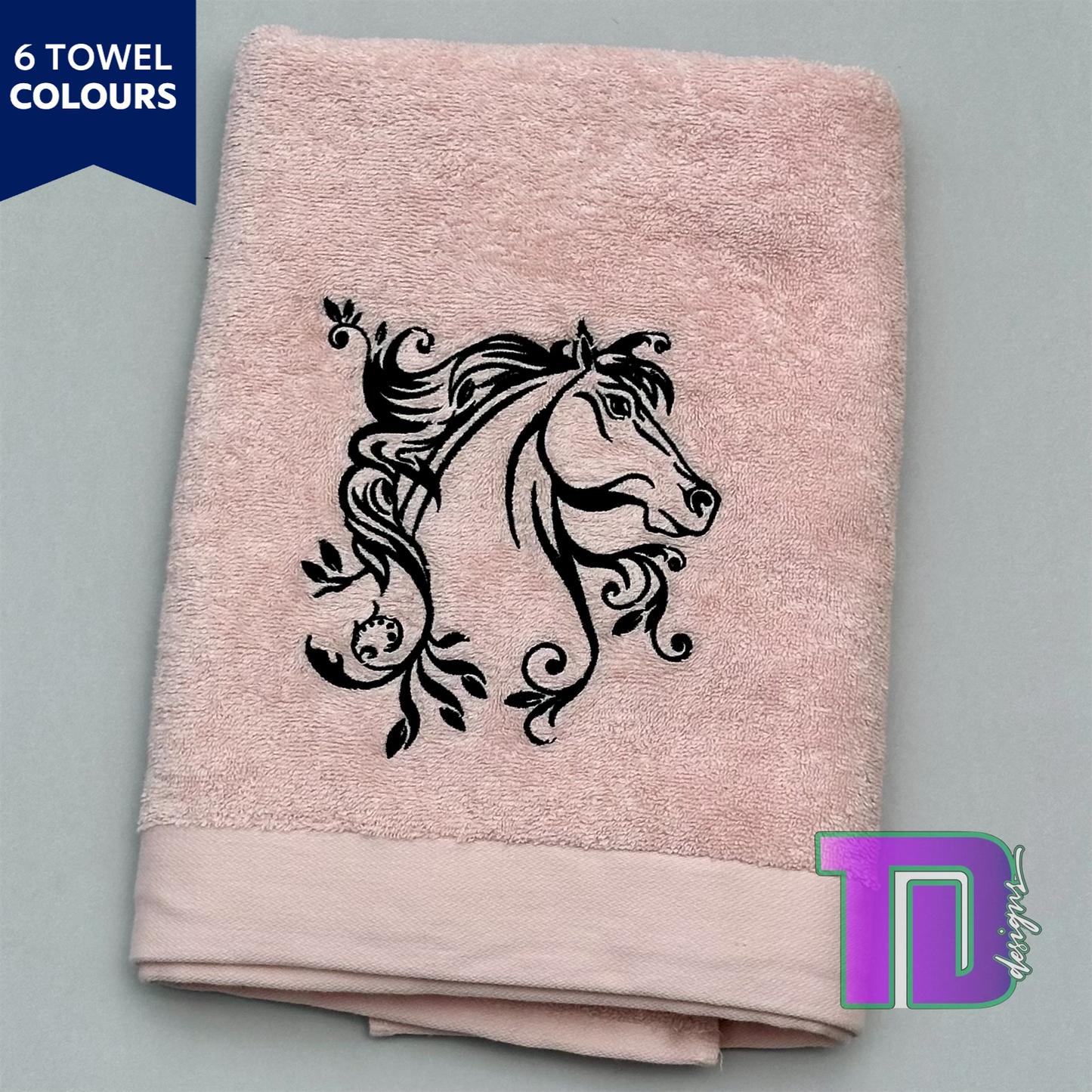 Horse Head Embroidered Bath Sheet Towel