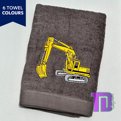 Excavator Embroidered Bath Sheet Towel