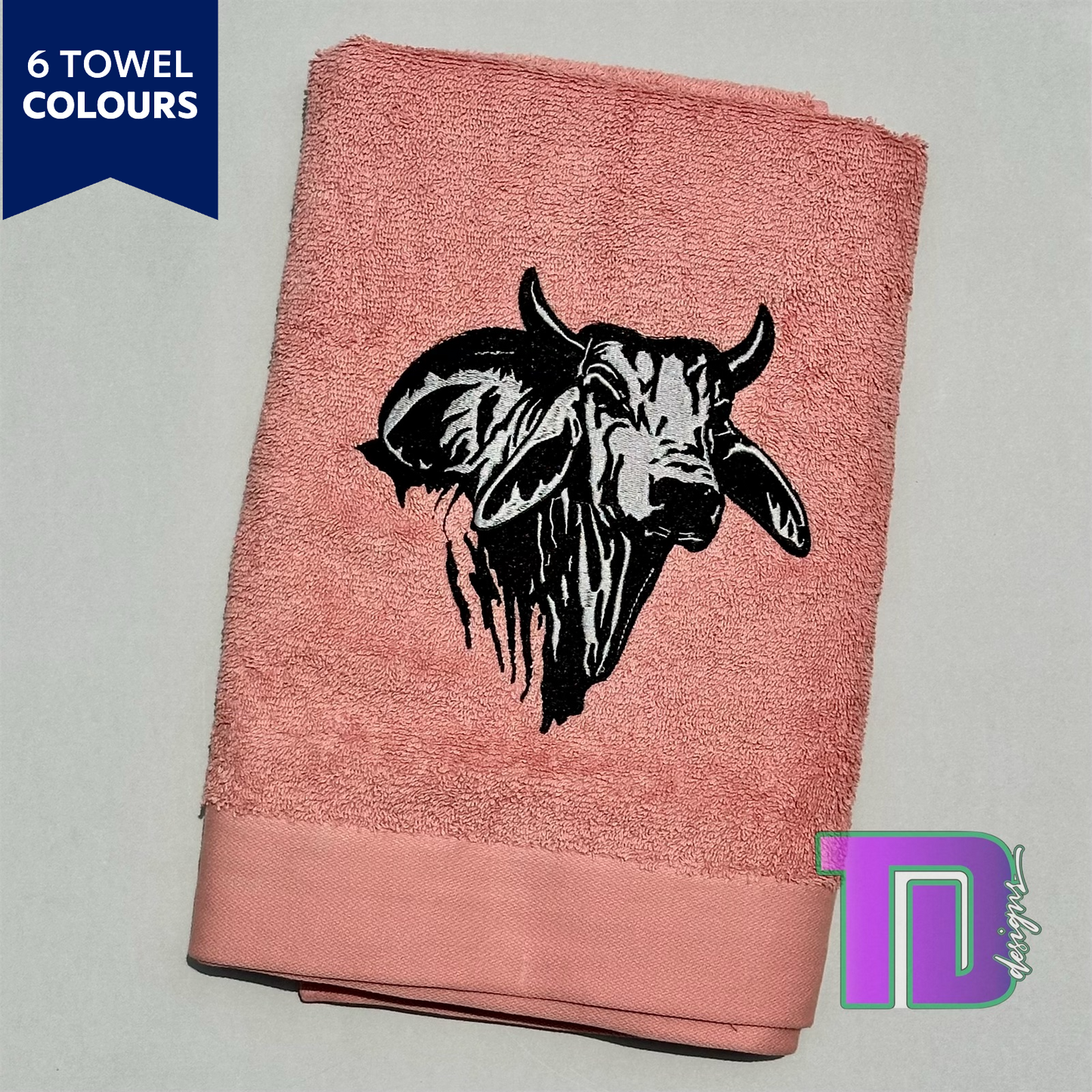 Brahman Bull cattle cow Embroidered Bath Sheet Towel