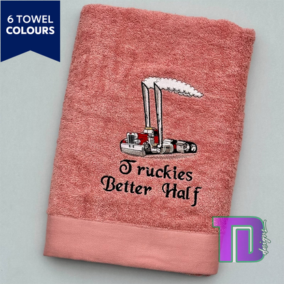 Truckies Better Half Truck Prime Mover Embroidered Bath Sheet Towel