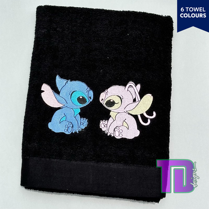 Stitch and Angel Love Embroidered Bath Sheet Towel