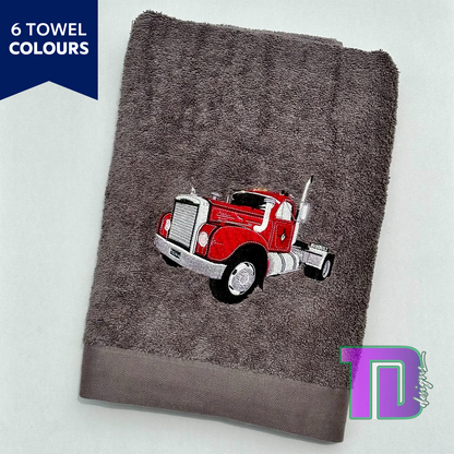 B Model Mack Truck Prime Mover Embroidered Bath Sheet Towel