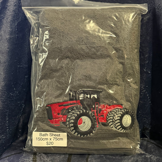 Red stieger tractor bath sheet