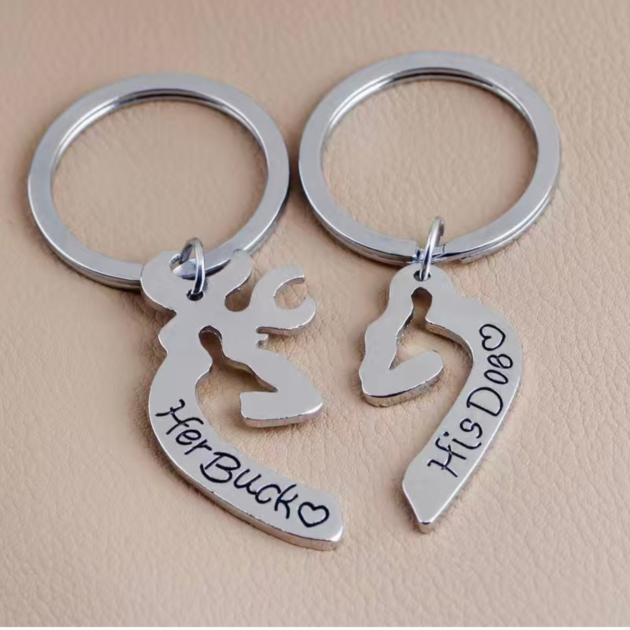 His buck. Her Doe. Deer hunting Metal Keyring