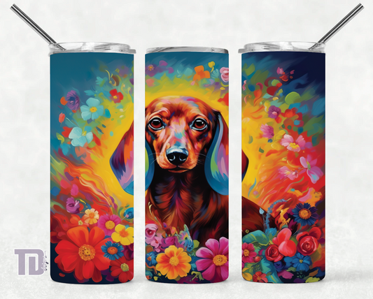 Dachshund dog floral flower Tumbler