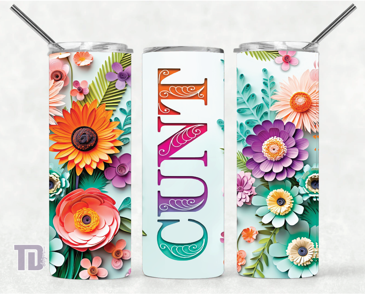 cunt floral quilling tumbler