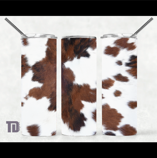 Brown and white cow hide Tumbler