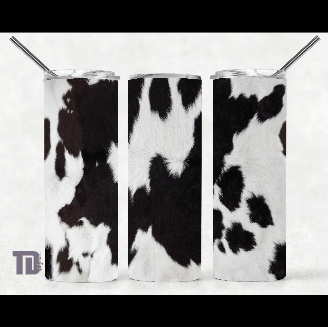 Black and white cow hide Tumbler