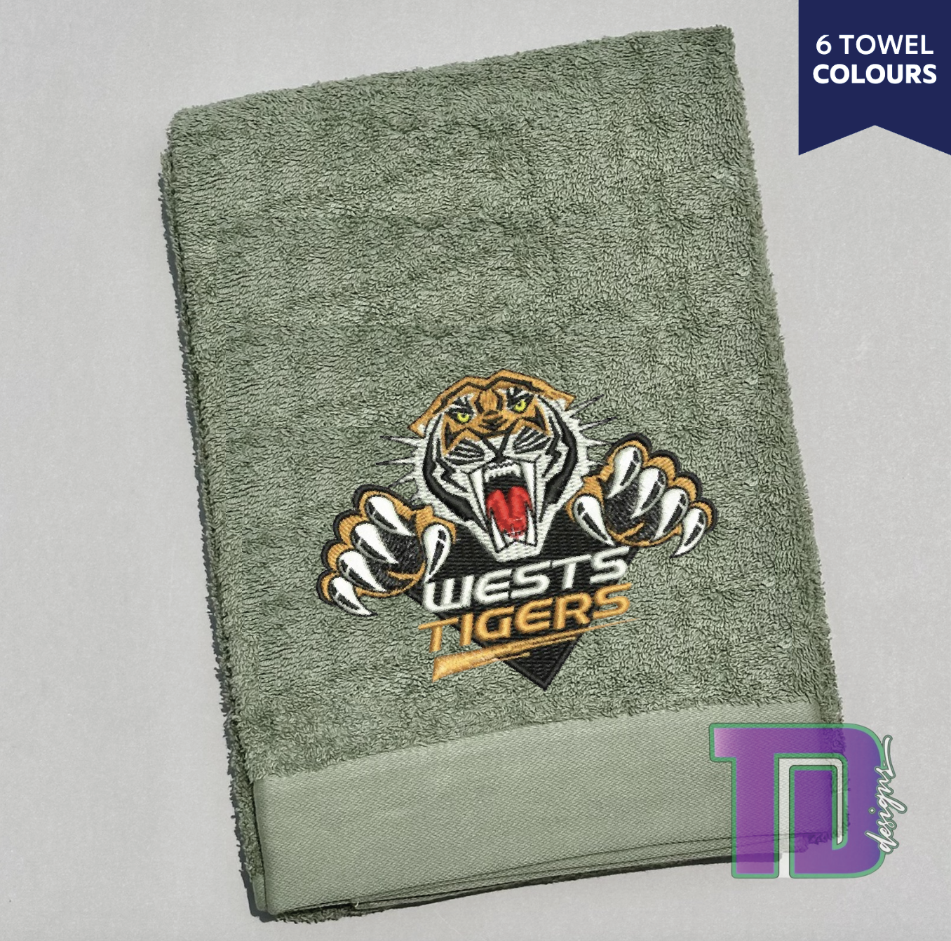 Wests Tigers NRL Embroidered Bath Sheet Towel