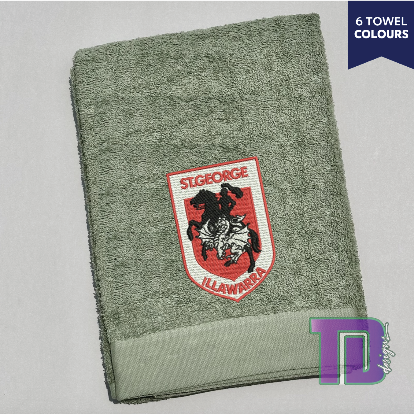 St George Illawarra Dragons NRL Embroidered Bath Sheet Towel