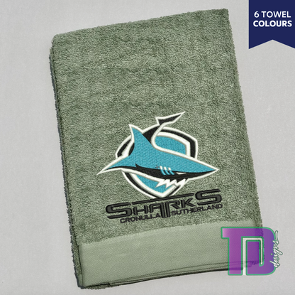 Cronulla Sutherland Sharks NRL Embroidered Bath Sheet Towel