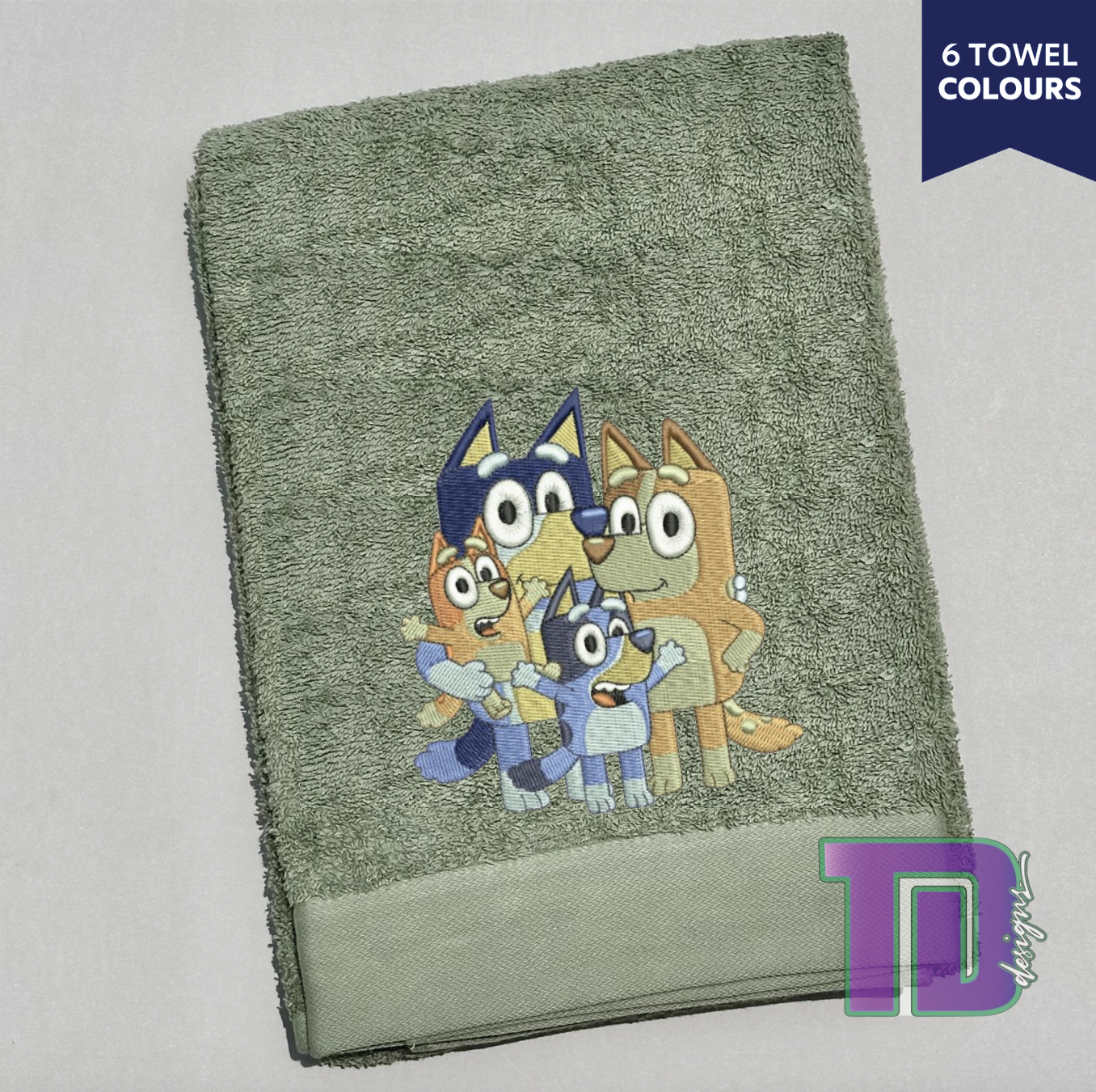 Bluey Bingo Family Embroidered Bath Sheet Towel