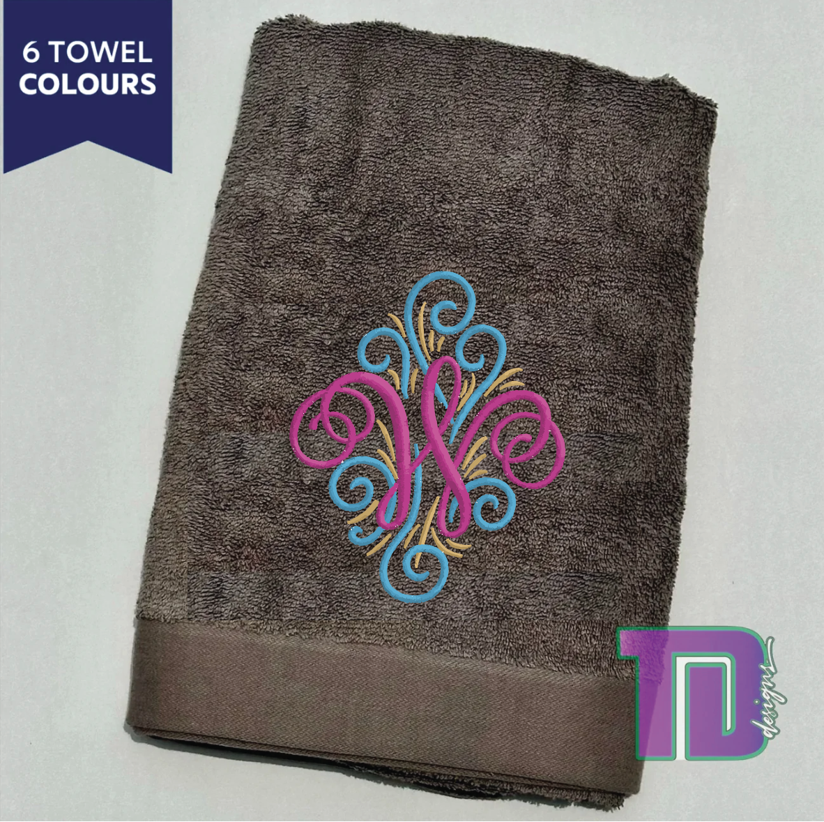 Swirly Monogram Embroidered Bath Sheet