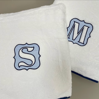 Elegant Embossed Monogram Embroidered Bath Sheet