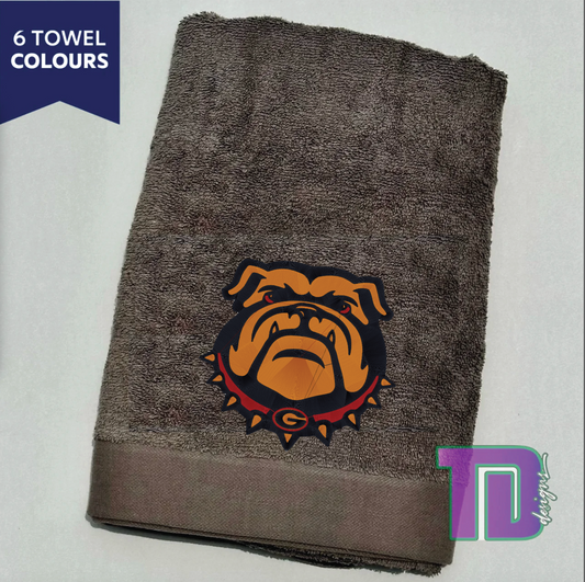 Bulldog studded collar Embroidered Bath Sheet Towel