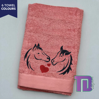 Horse love heart Embroidered Bath Sheet Towel