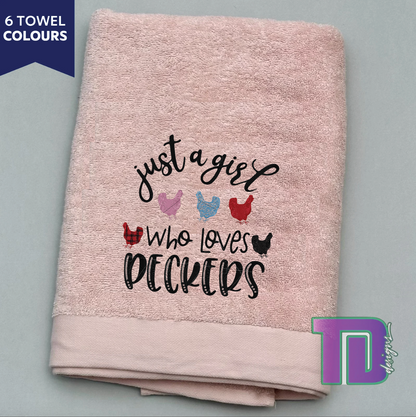 Just a girl who loves peckers Embroidered Bath Sheet Towel