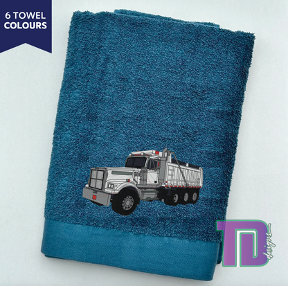 Western Star Tri Drive Tipper truck Embroidered Bath Sheet Towel