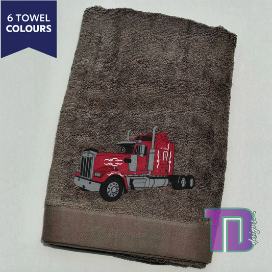 Kenworth W model truck Embroidered Bath Sheet Towel