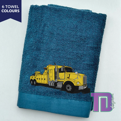 Kenworth wreaker tow truck truck Embroidered Bath Sheet Towel