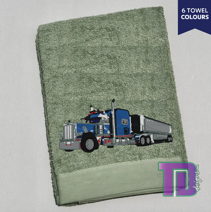 Peterbilt Truck semi tipper Embroidered Bath Sheet Towel