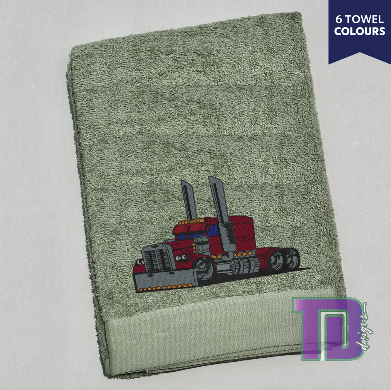 Peterbilt Truck cartoon Embroidered Bath Sheet Towel