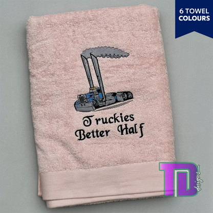 Truckies Better Half Truck Prime Mover Embroidered Bath Sheet Towel