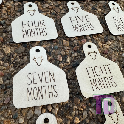 Cow head and cattle tags shaped baby milestone