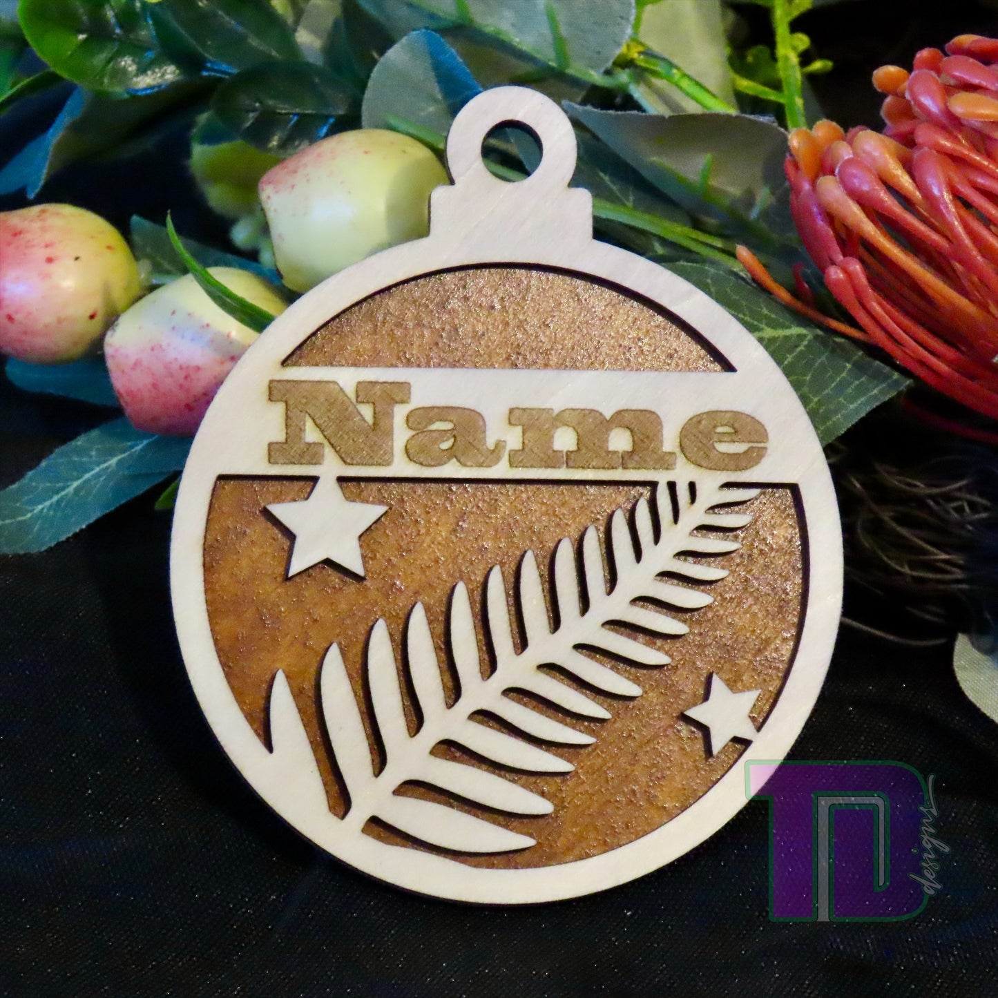 New Zealand Silver fern Personalised Christmas Tree Ornament