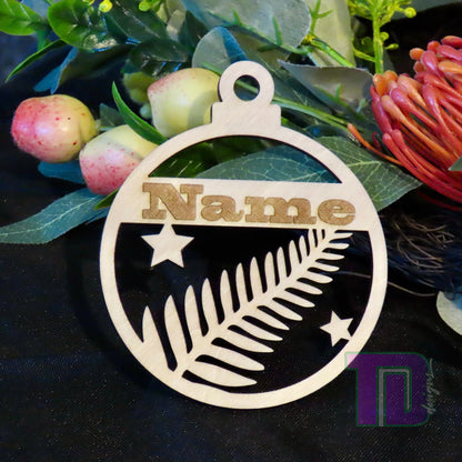 New Zealand Silver fern Personalised Christmas Tree Ornament