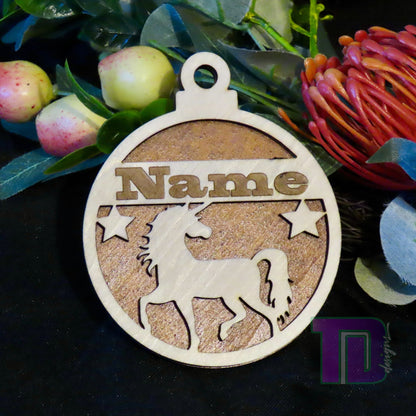 Unicorn Personalised Christmas Tree Ornament