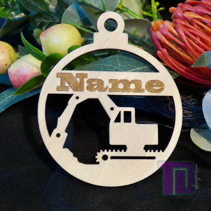 Excavator Personalised Christmas Tree Ornament