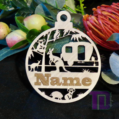 Caravan Australiana Personalised Christmas Tree Ornament